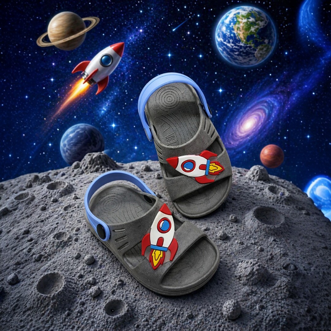Sandalia Papete Infantil Masculina Confortavel Antiderrapante Astronauta Alien Foguete - Imagem 3