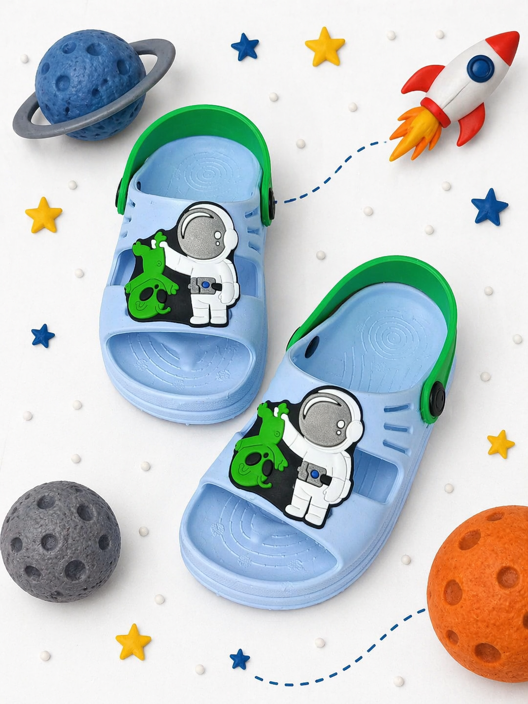 Sandalia Papete Infantil Masculina Confortavel Antiderrapante Astronauta Alien Foguete