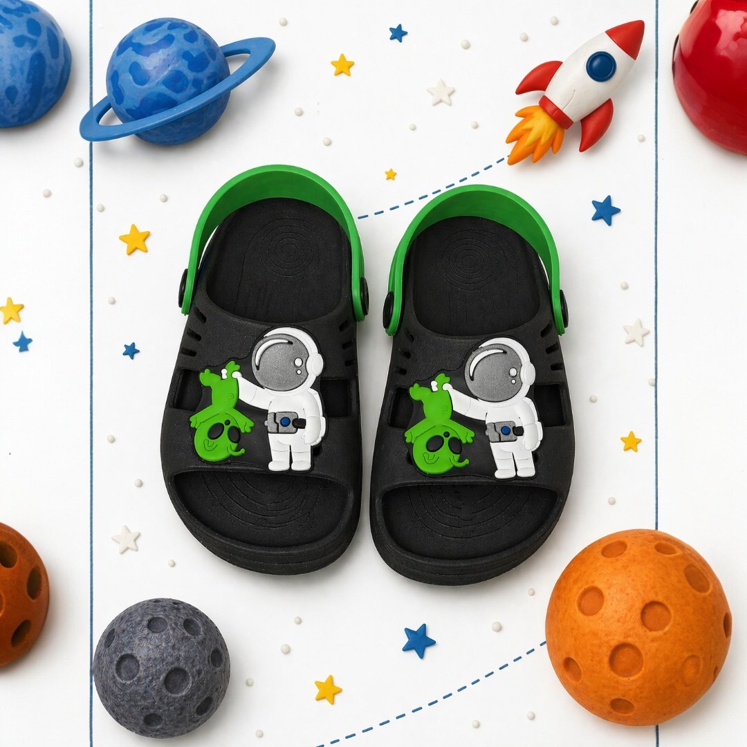 Sandalia Papete Infantil Masculina Confortavel Antiderrapante Astronauta Alien Foguete - Imagem 6