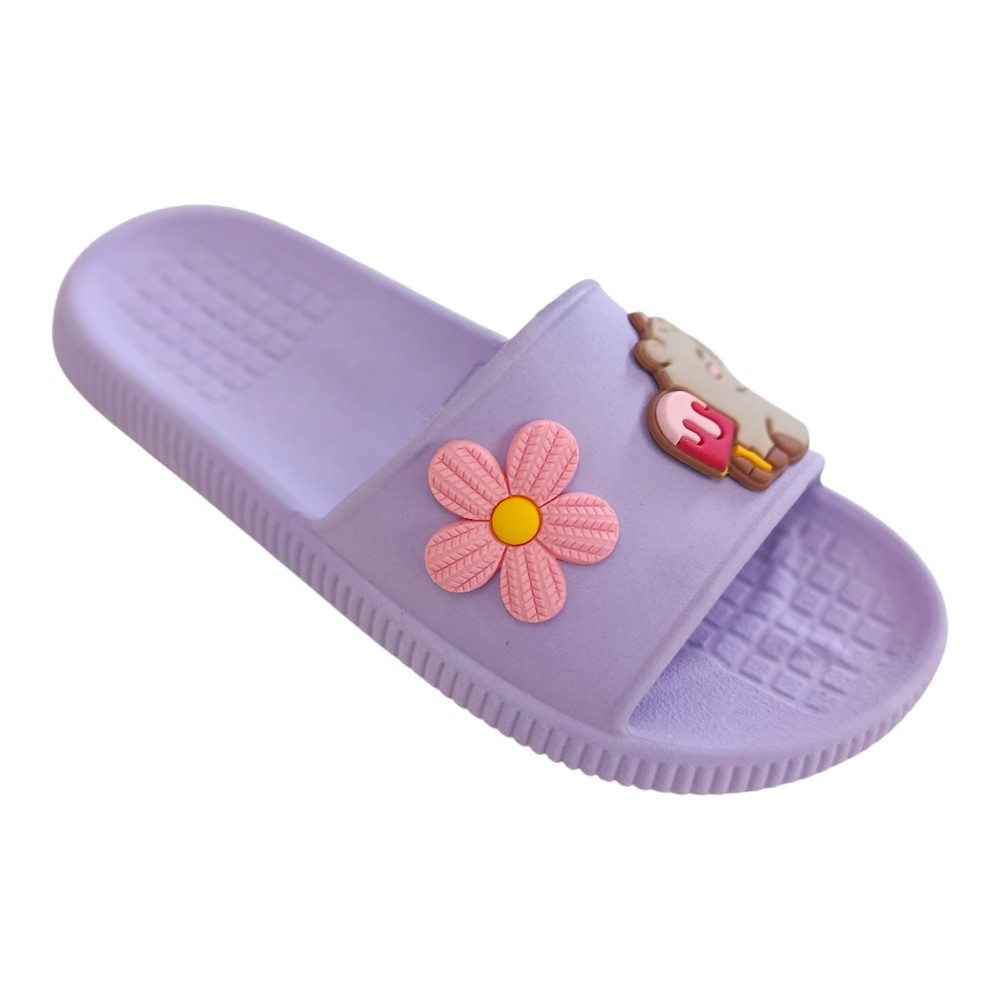 Chinelo Slide Capivara Sorvetinho Flor Infantil Colorido - Imagem 2